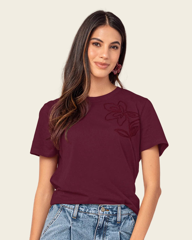 Camiseta manga corta en algodón con estampado en frente