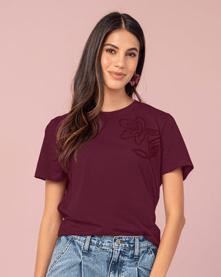 Camiseta manga corta en algodón con estampado en frente#color_c37-borgona