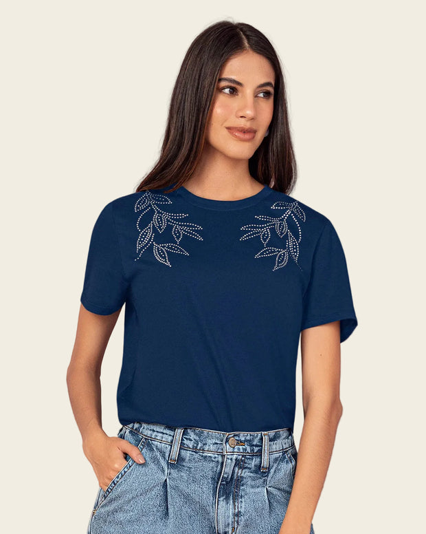Camiseta manga corta en algodón con estampado en frente