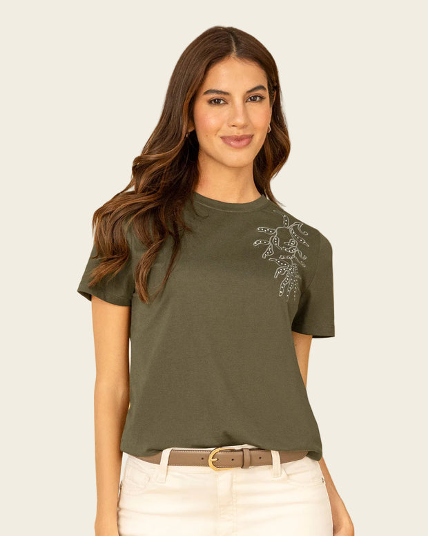 Camiseta manga corta en algodón con estampado en frente