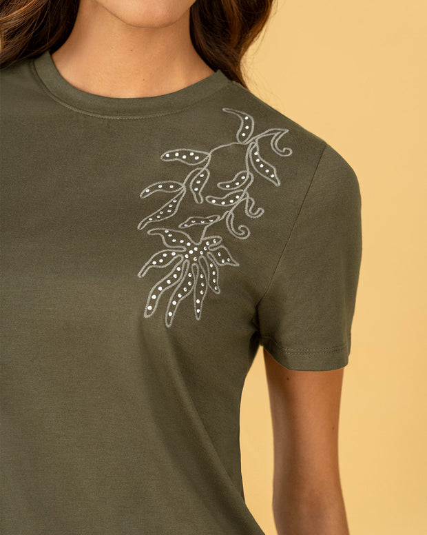 Camiseta manga corta en algodón con estampado en frente