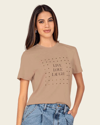 Camiseta manga corta en algodón con estampado en frente#color_c54-arena