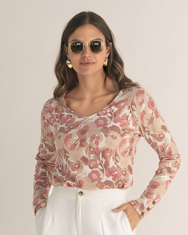 Camiseta manga larga con botones en puños