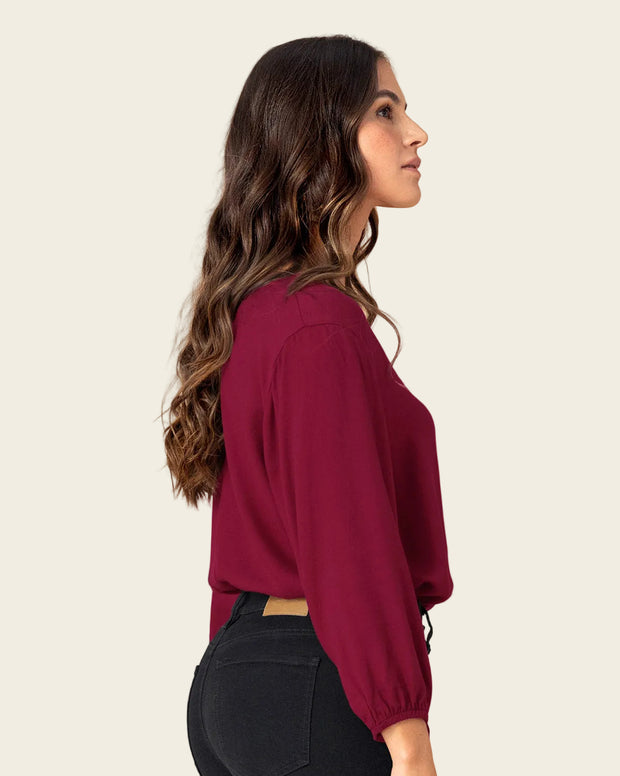 Camiseta manga larga con elástico para efecto volumen