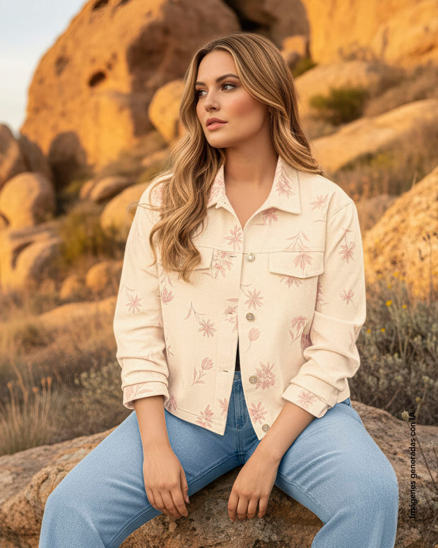 Chaqueta en denim estampada