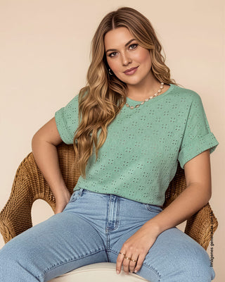 Camiseta manga corta en tela tipo ojalillo#color_c38-menta