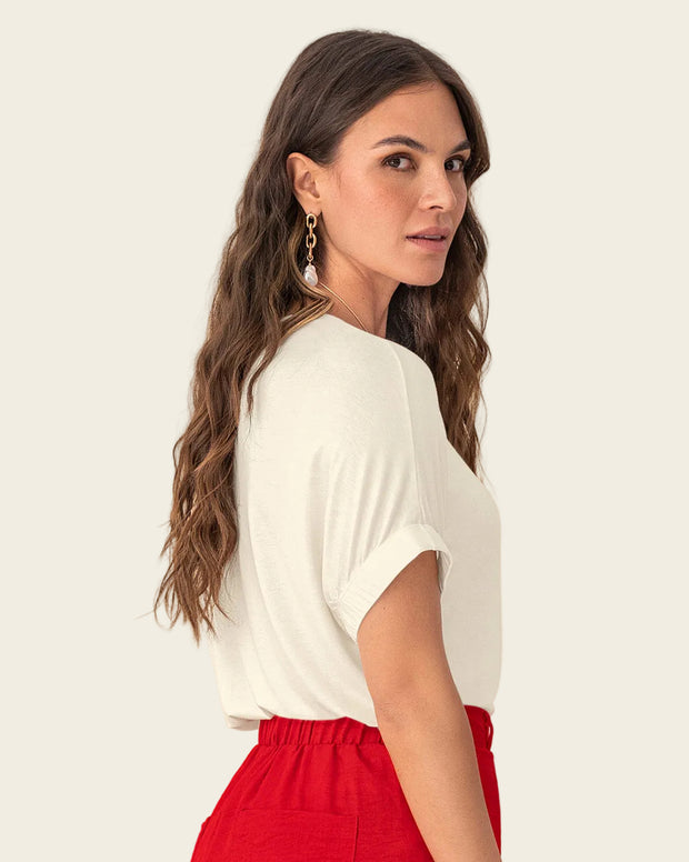 Camiseta básica manga corta con elástico ancho