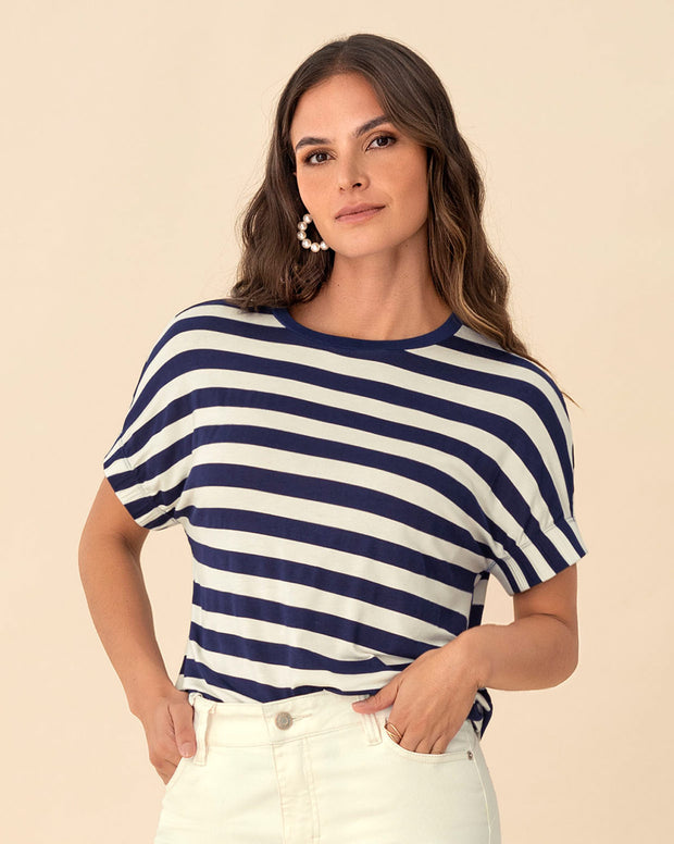 Camiseta básica manga corta con elástico ancho