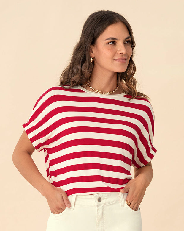 Camiseta básica manga corta con elástico ancho
