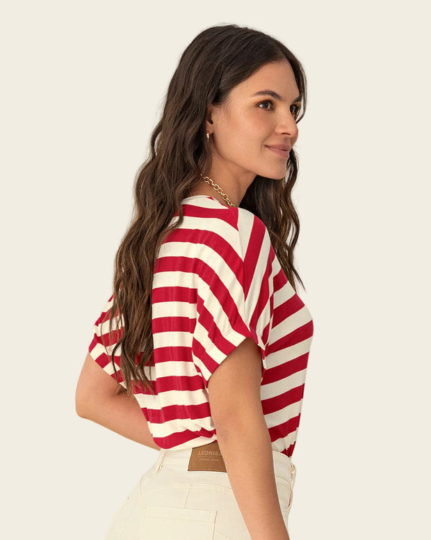 Camiseta básica manga corta con elástico ancho