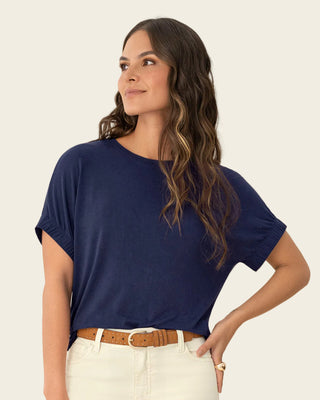 Camiseta básica manga corta con elástico ancho#color_c42-azul-oscuro