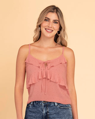 Camiseta de tiritas con boleros elaborada en tela con relieve#color_c27-palo-de-rosa