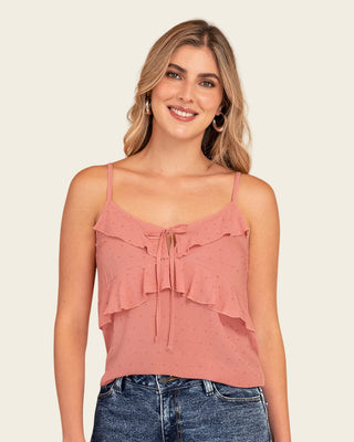 Camiseta de tiritas con boleros elaborada en tela con relieve#color_c27-palo-de-rosa