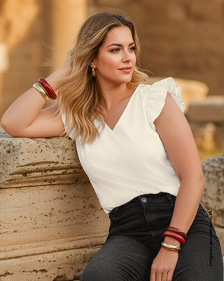 Camiseta en algodón con bolero en mangas#color_018-marfil