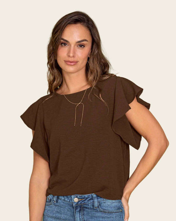 Blusa con boleros en mangas en tela craquelada