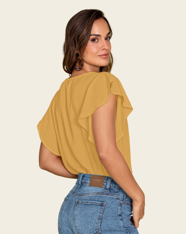 Blusa con boleros en mangas en tela craquelada