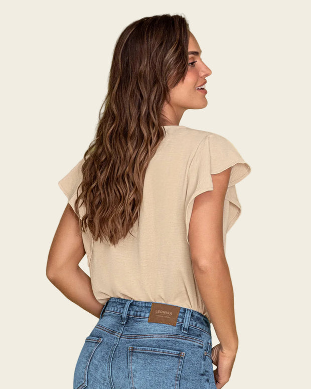 Blusa con boleros en mangas en tela craquelada