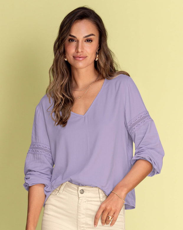 Blusa con detalle tipo encaje en mangas