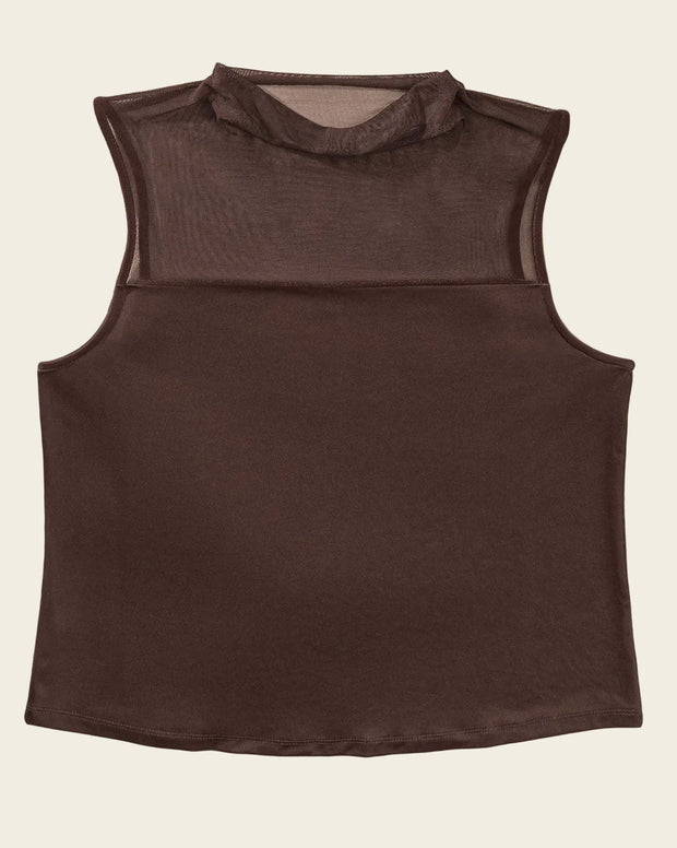 Blusa manga sisa con detalle en mesh en la parte superior