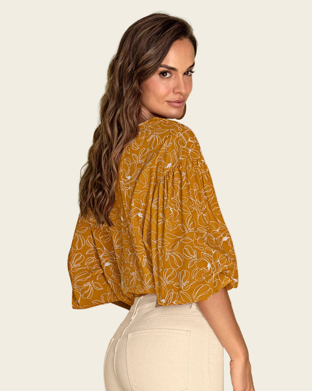 Blusa estampada de mangas 3/4