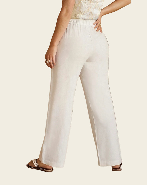 Pantalón bota recta con bolsillos bordados