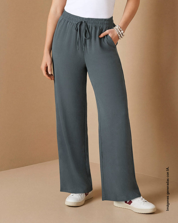 Pantalón de silueta amplia en tela craquelada