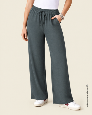 Pantalón de silueta amplia en tela craquelada#color_c13-gris-oscuro