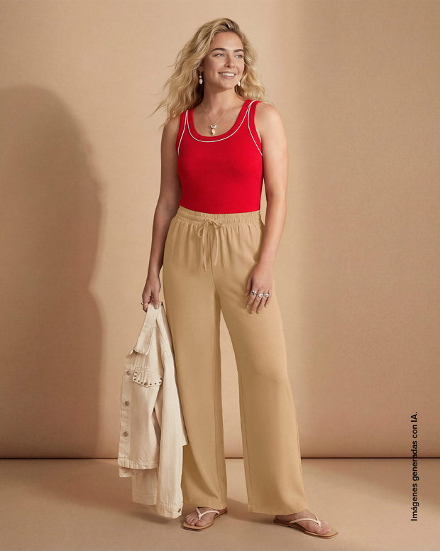 Pantalón de silueta amplia en tela craquelada