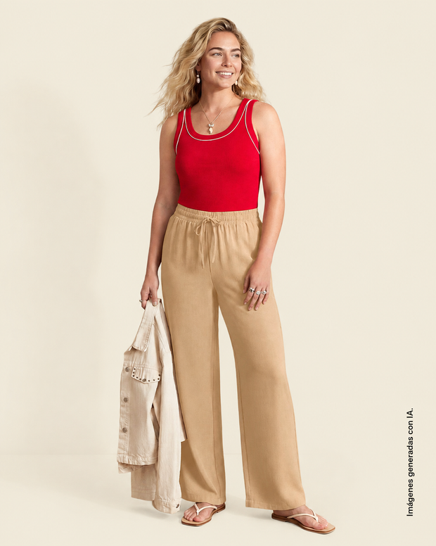 Pantalón de silueta amplia en tela craquelada