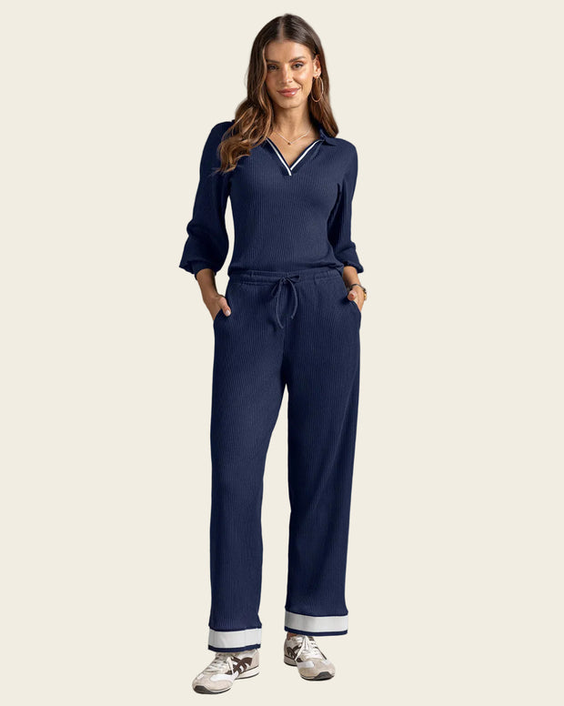 Pantalón bota recta en tela acanalada
