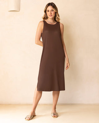 Vestido manga sisa silueta semiajustada multipropósito como pijama o exterior#color_c23-cafe-chocolate