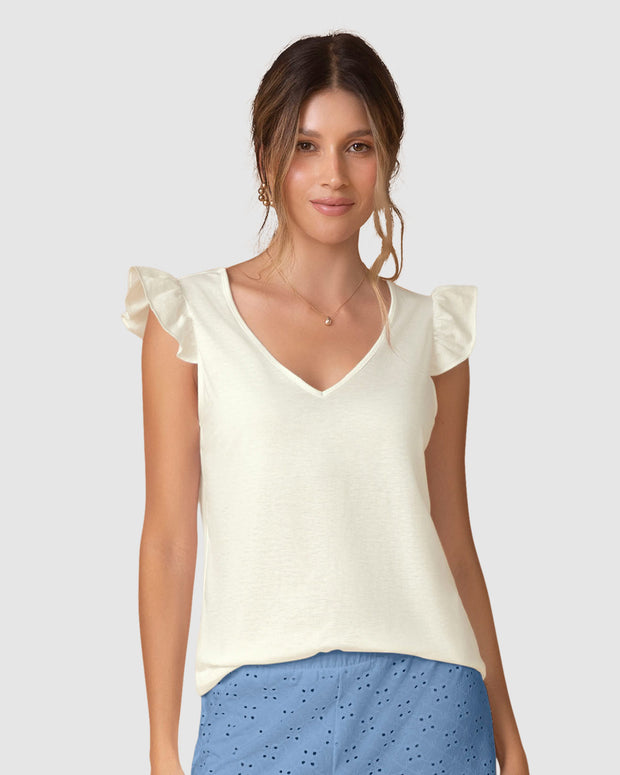 Camiseta con bolero en mangas