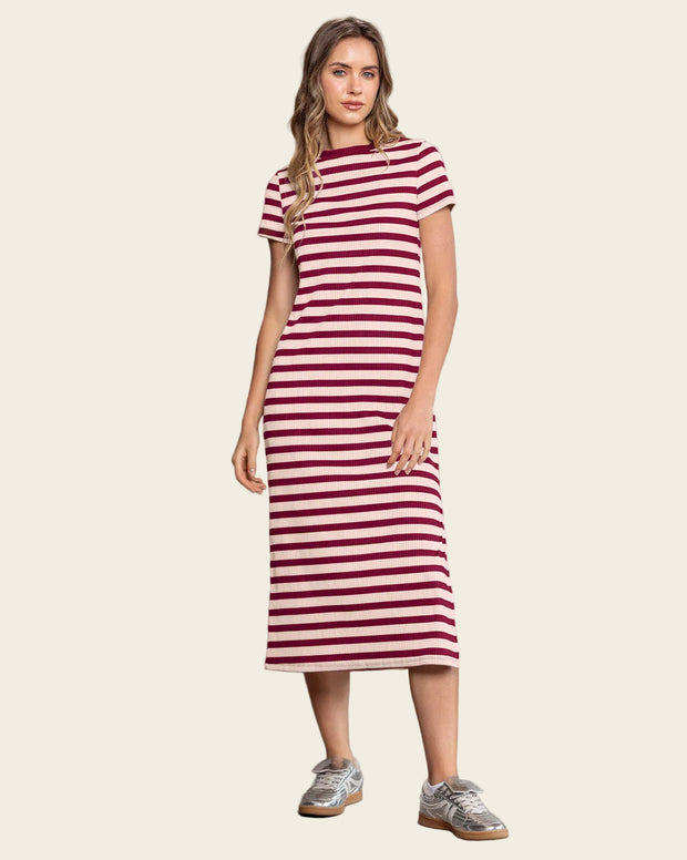 Vestido midi manga corta