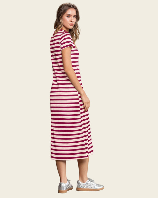 Vestido midi manga corta