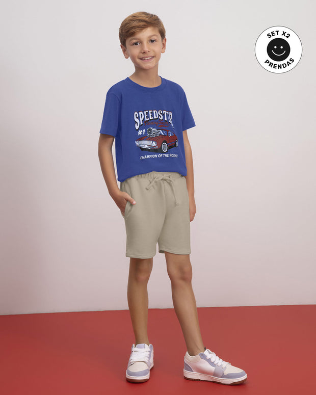 Paquete camiseta manga corta + bermuda para niño