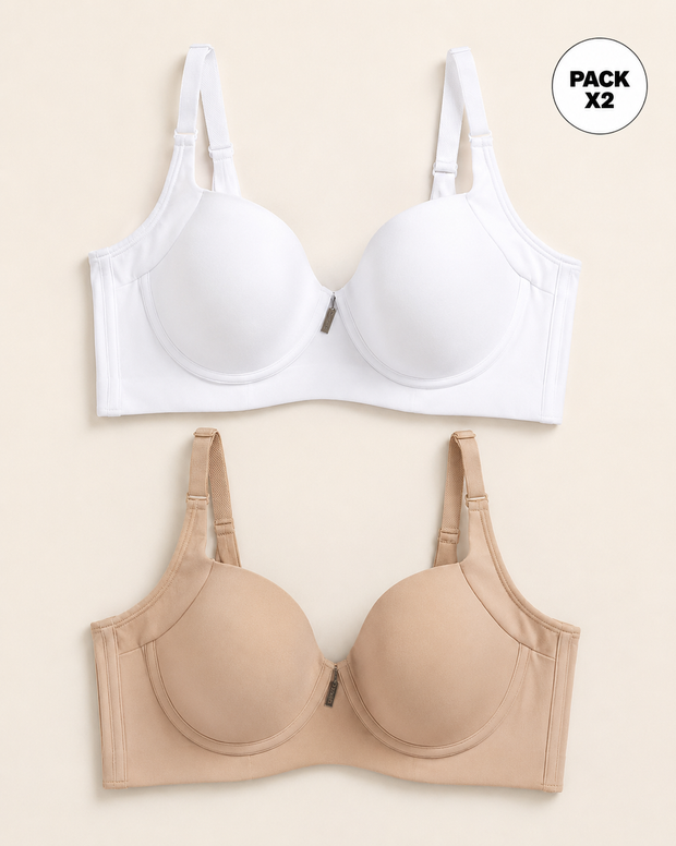 Cover bra paquete x2: brasier de realce suave y cubrimiento alto