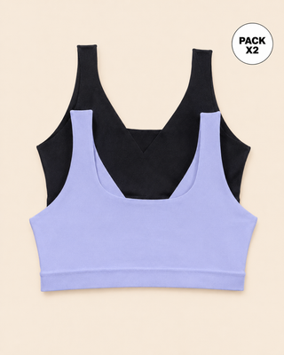 Paquete x 2 tops invisibles doble escote#color_s06-morado-claro-negro