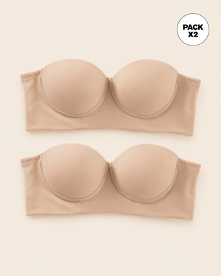 Paquete x2 strapless bustier 360° de perfección#color_802-cafe-claro