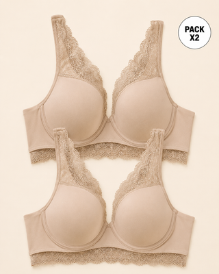 Paquete x2 brasieres de gran cubrimiento: deep coverage bra#color_802-cafe-claro
