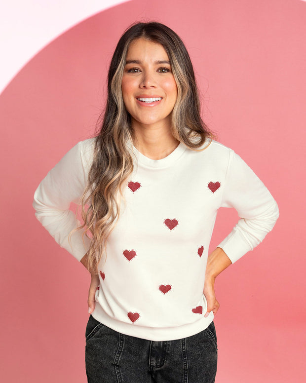 Buzo manga larga con estampado localizado de cuello redondo
