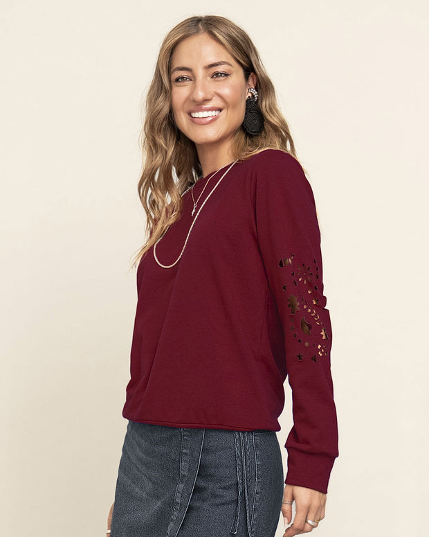 Buzo manga larga con estampado localizado de cuello redondo