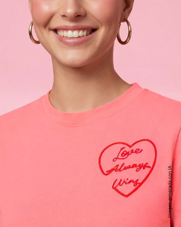Camiseta en algodón manga corta con estampado localizado