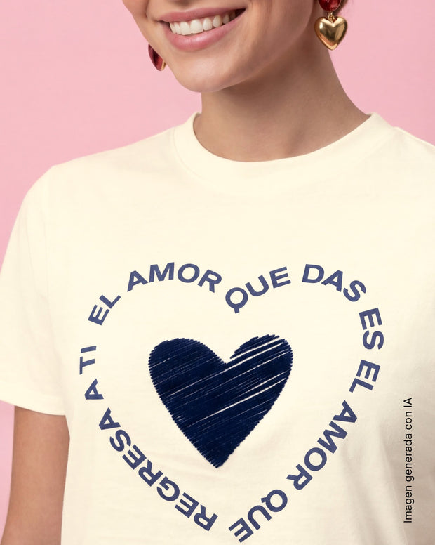 Camiseta en algodón manga corta con estampado localizado