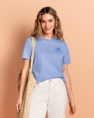 Camiseta en algodón manga corta con estampado localizado#color_c39-azul-claro