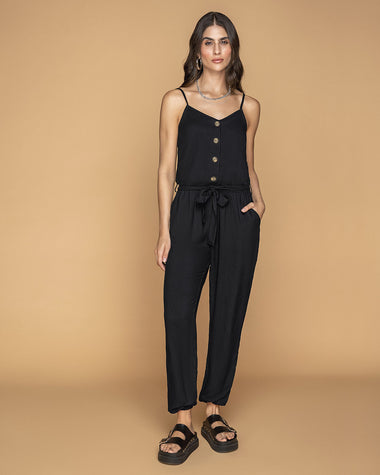 Enterizo tiritas escote en V con resorte y tira para anudar en cintura#color_700-negro