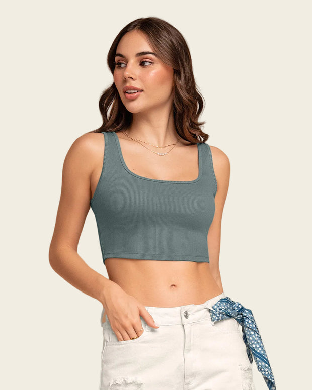 Camiseta manga sisa crop top en tejido acanalado