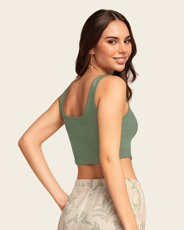 Camiseta manga sisa crop top en tejido acanalado