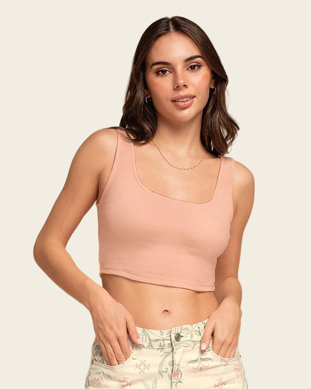 Camiseta manga sisa crop top en tejido acanalado