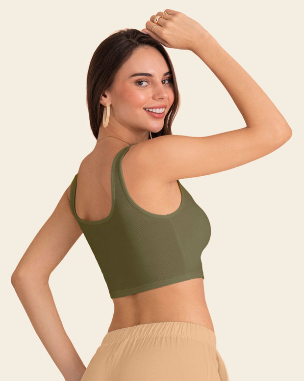 Camiseta manga sisa crop top en tejido acanalado