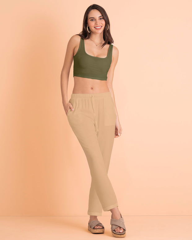 Camiseta manga sisa crop top en tejido acanalado